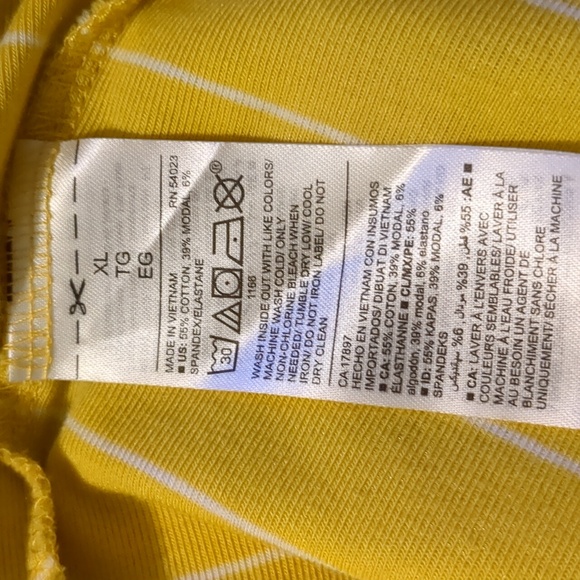 Old navy stretch yellow with white striped tshirt size XL - Picture 9 of 10